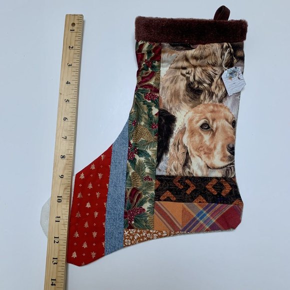 Christmas Stocking Quilted Patchwork Fabric Dog Puppy NEW 13” Handmade - Picture 4 of 4